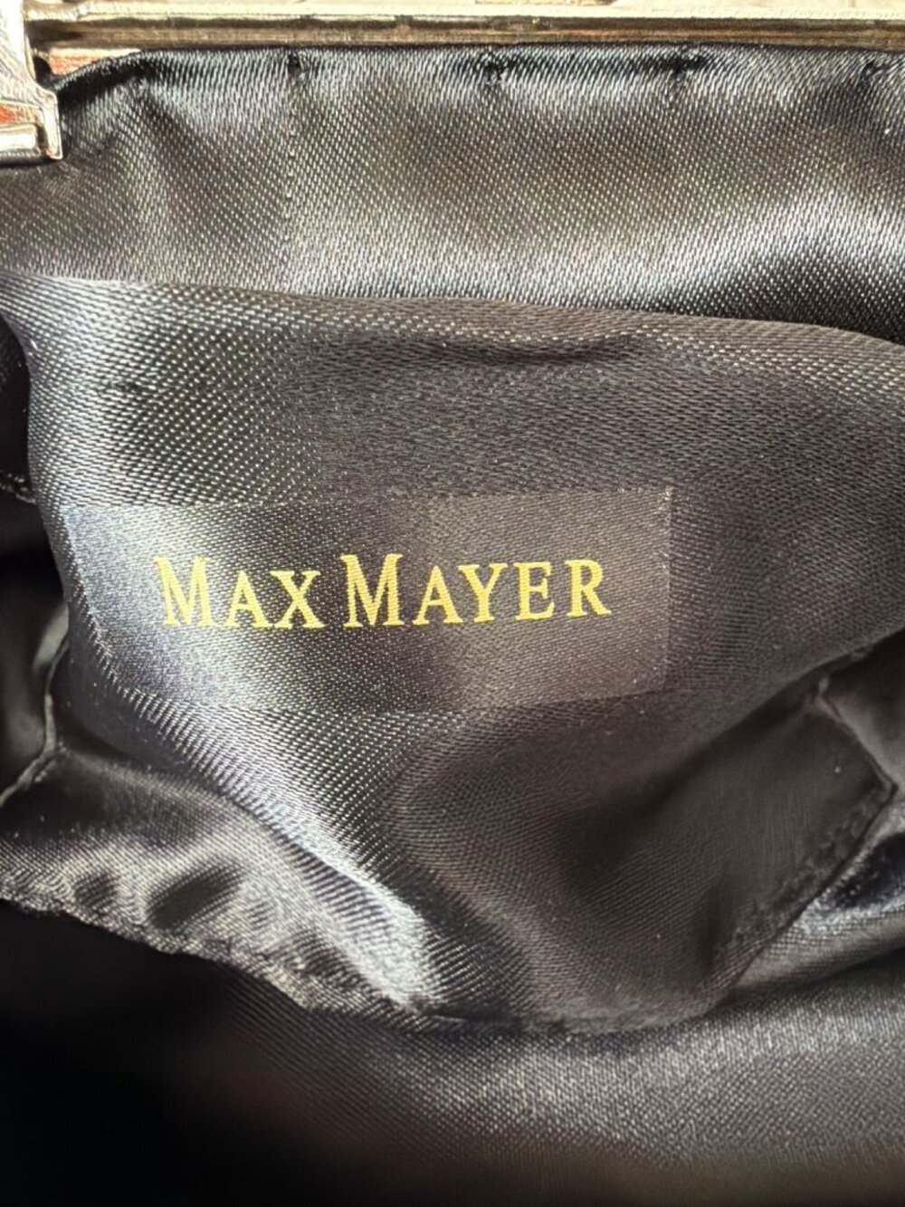 Y2K Max Mayer Black Beaded Sequin Evening Bag Clutch Kiss Lock Chain Strap NEW - Picture 7 of 14